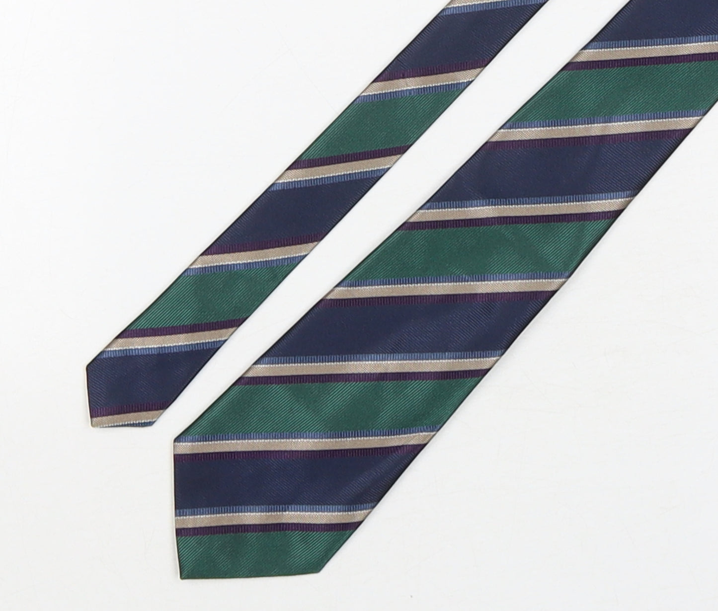 StMichael Mens Multicoloured Striped Polyester Pointed Tie One Size