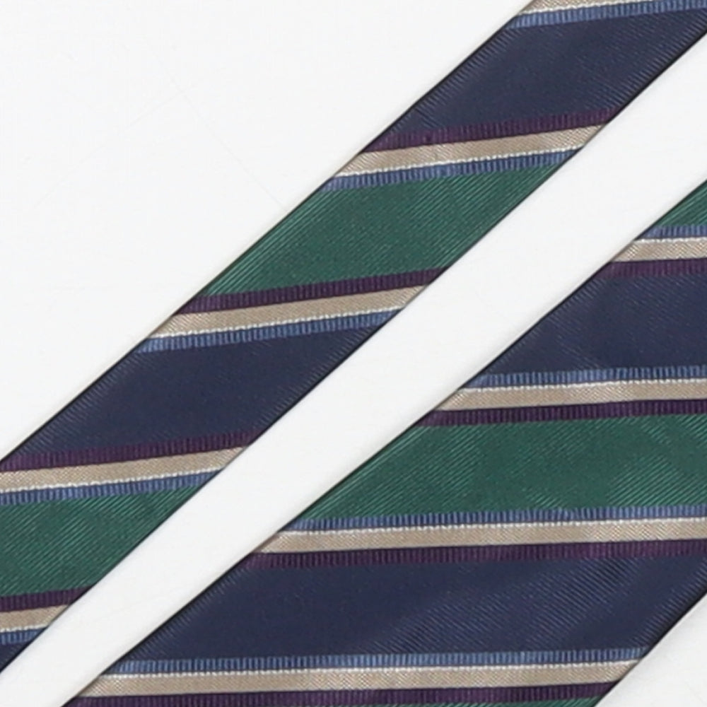 StMichael Mens Multicoloured Striped Polyester Pointed Tie One Size