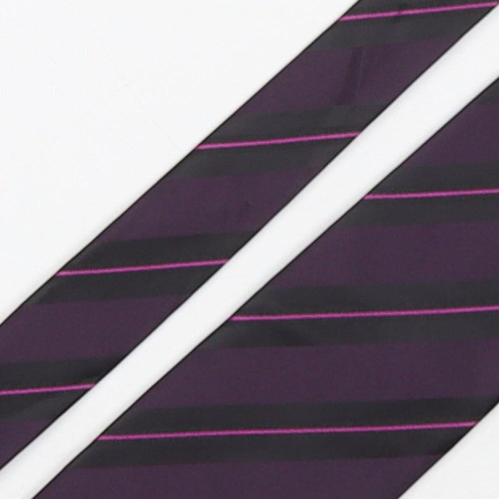 Thomas Nash Mens Purple Striped Polyester Pointed Tie One Size