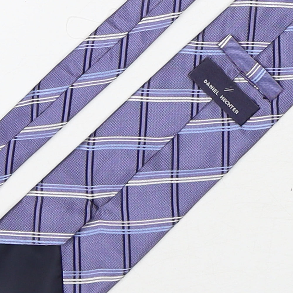 Daniel Hechter Mens Blue Plaids & Checks Silk Pointed Tie One Size