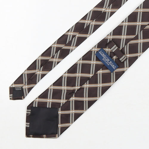London Road Mens Brown Plaids & Checks Polyester Pointed Tie One Size