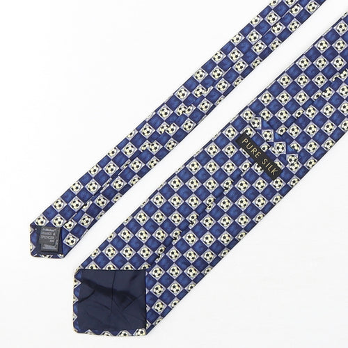 Marks and Spencer Mens Multicoloured Plaids & Checks Silk Pointed Tie One Size - Football