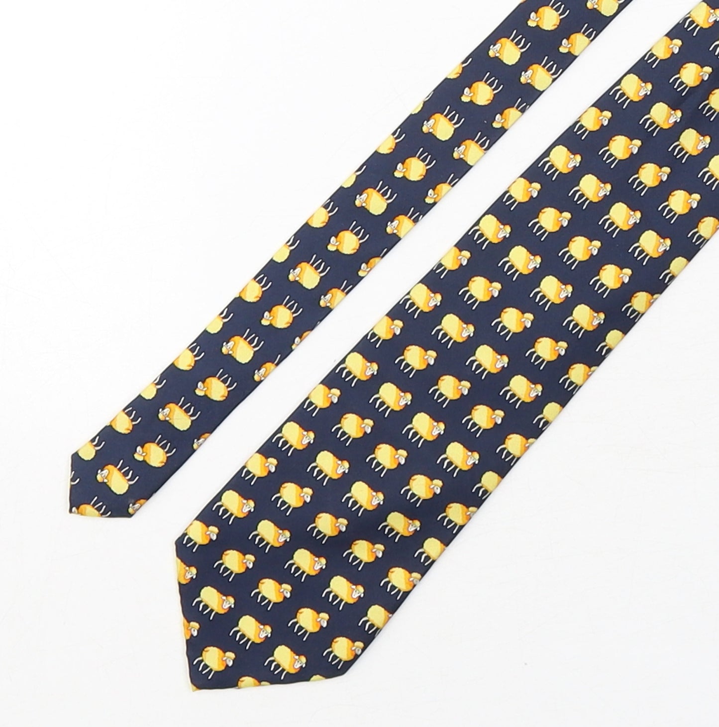 Fun Ties Mens Multicoloured Geometric Silk Pointed Tie One Size - Sheep Print