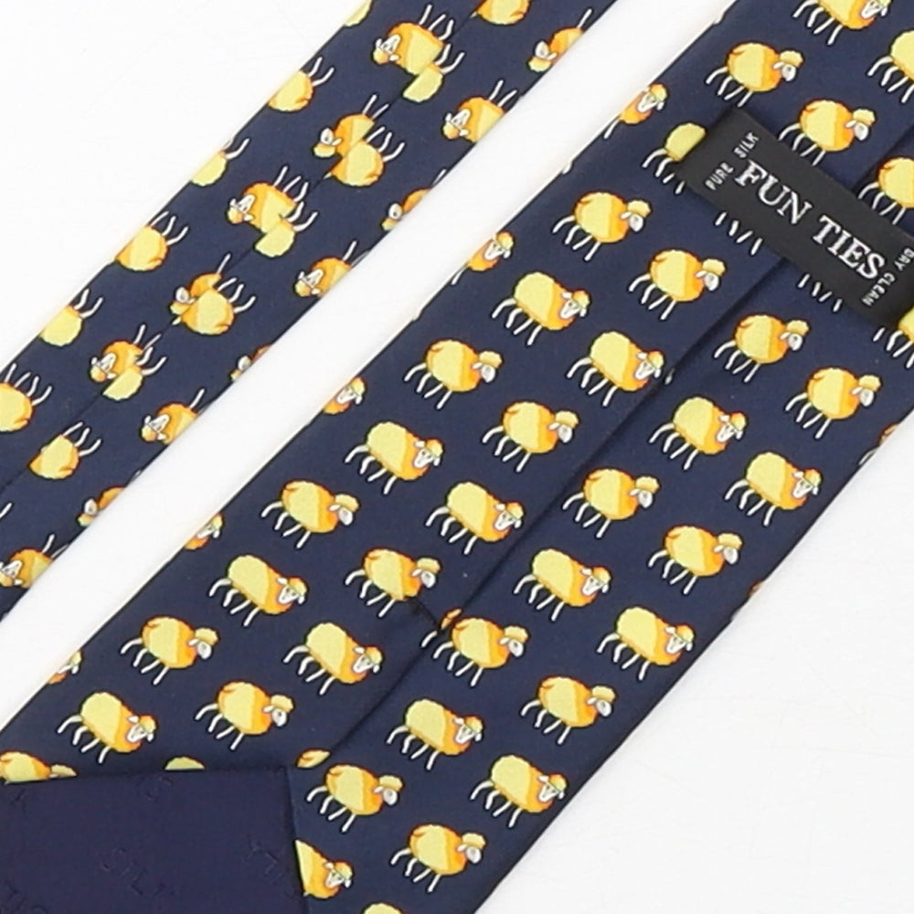 Fun Ties Mens Multicoloured Geometric Silk Pointed Tie One Size - Sheep Print