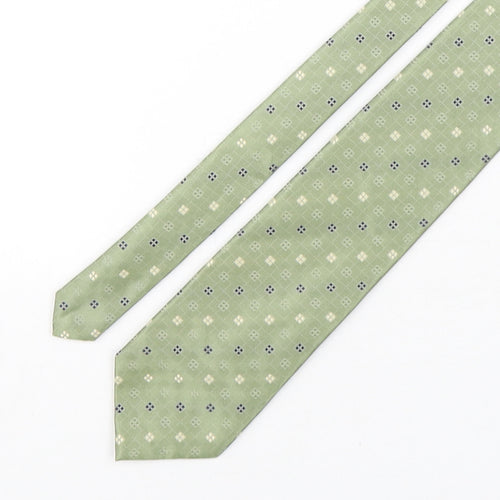 Marks and Spencer Mens Green Geometric Polyester Pointed Tie One Size