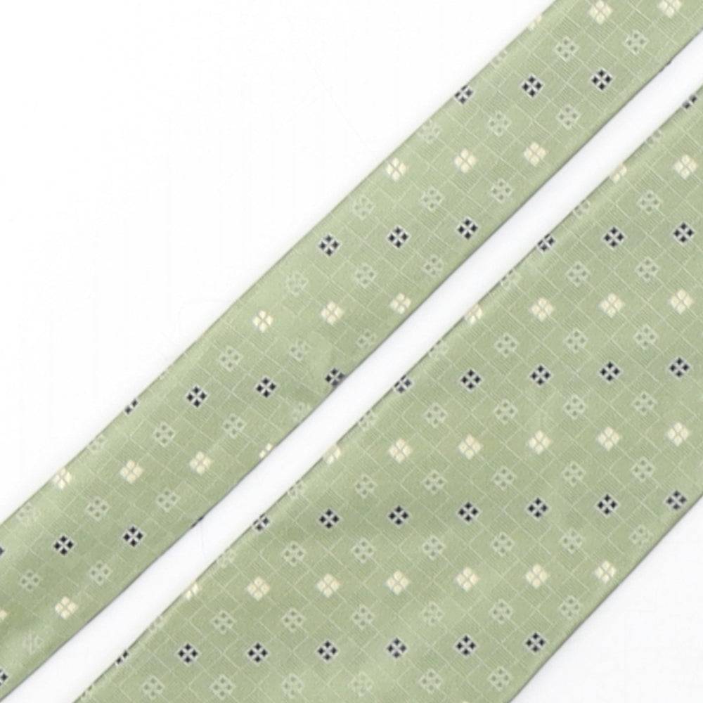 Marks and Spencer Mens Green Geometric Polyester Pointed Tie One Size