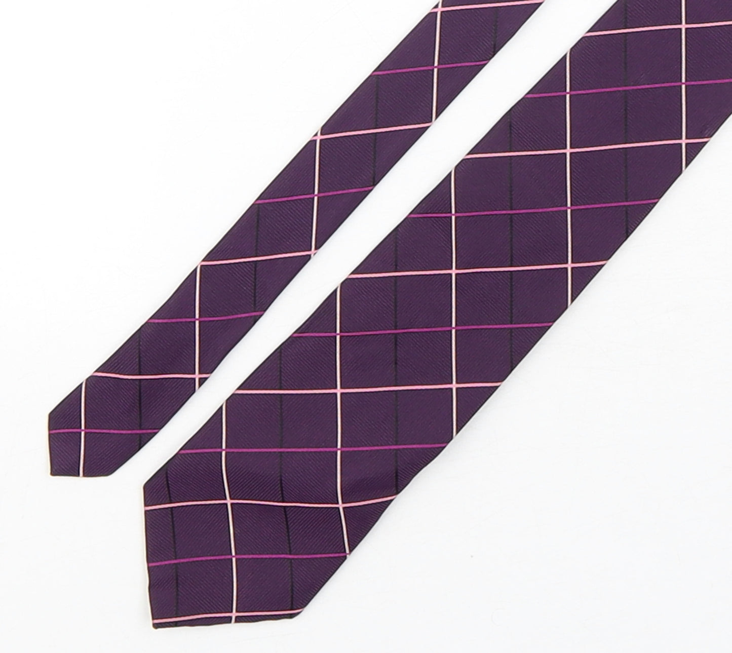 Marks and Spencer Mens Purple Plaids & Checks Silk Pointed Tie One Size