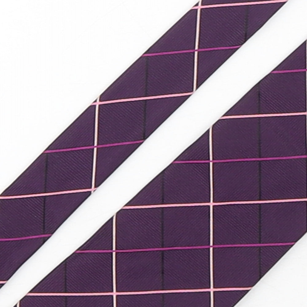 Marks and Spencer Mens Purple Plaids & Checks Silk Pointed Tie One Size