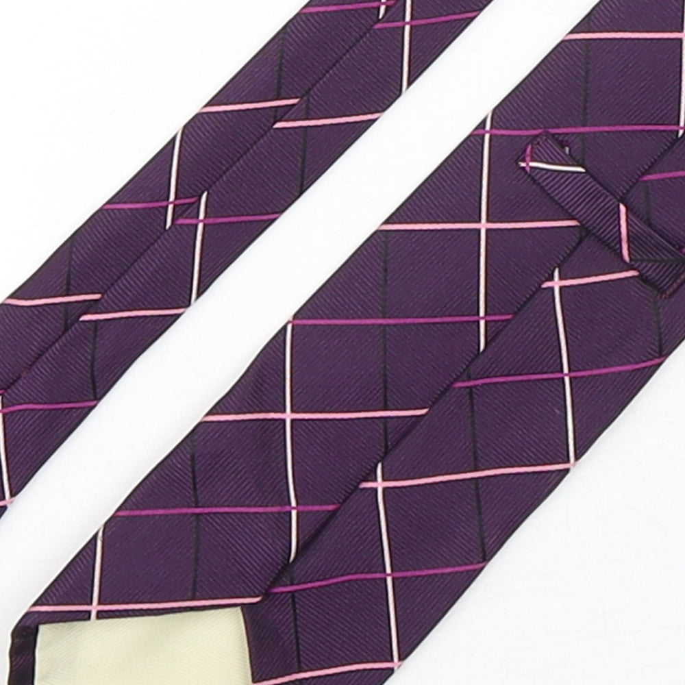 Marks and Spencer Mens Purple Plaids & Checks Silk Pointed Tie One Size