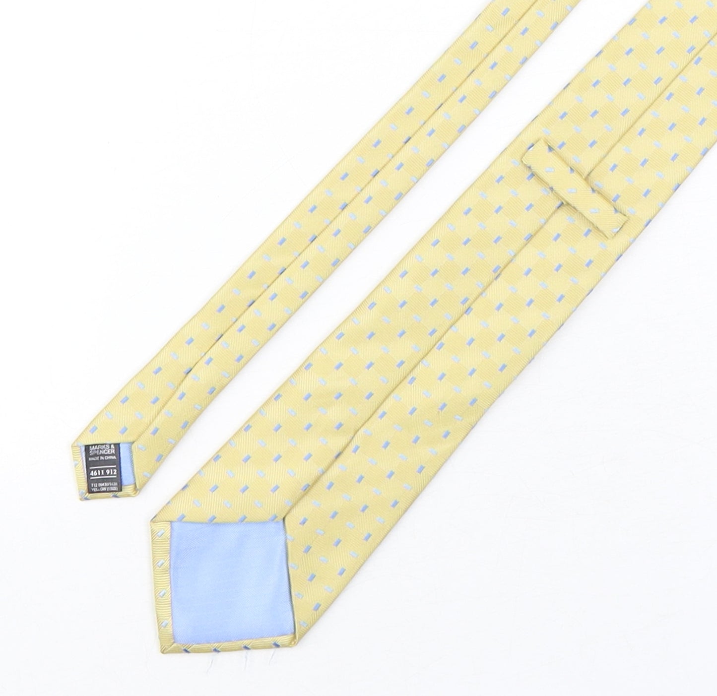 Marks and Spencer Mens Yellow Geometric Polyester Pointed Tie One Size