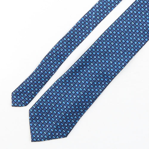 Marks and Spencer Mens Blue Plaids & Checks Polyester Pointed Tie One Size