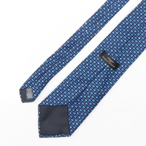 Marks and Spencer Mens Blue Plaids & Checks Polyester Pointed Tie One Size