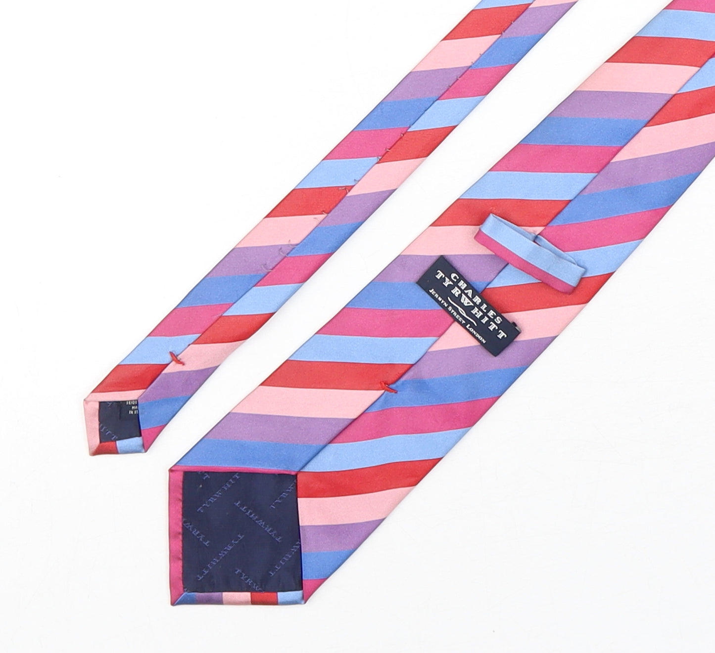 Charles Tyrwhitt Mens Multicoloured Striped Silk Pointed Tie One Size