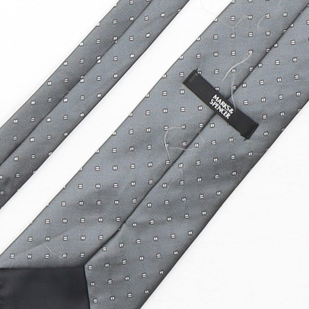 Marks and Spencer Mens Grey Geometric Polyester Pointed Tie One Size
