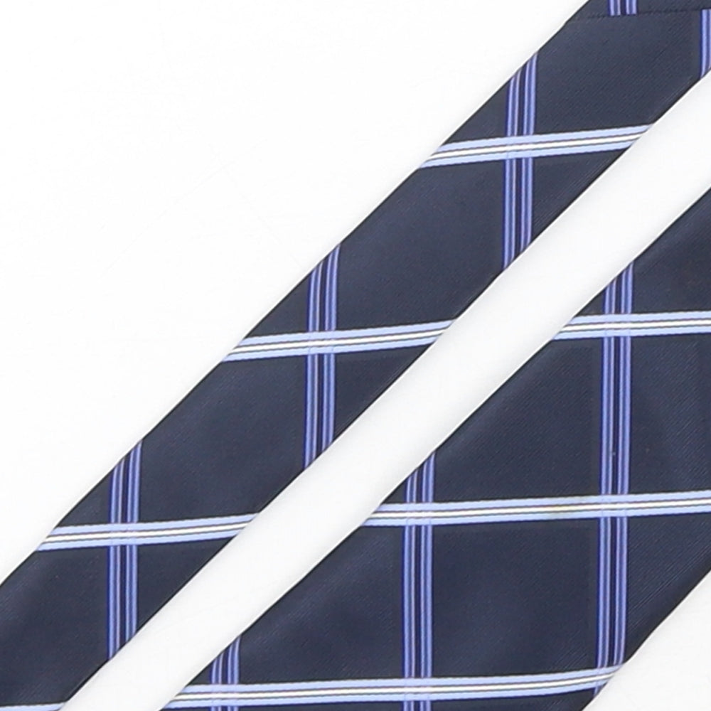Greenwoods Mens Blue Plaids & Checks Polyester Pointed Tie One Size