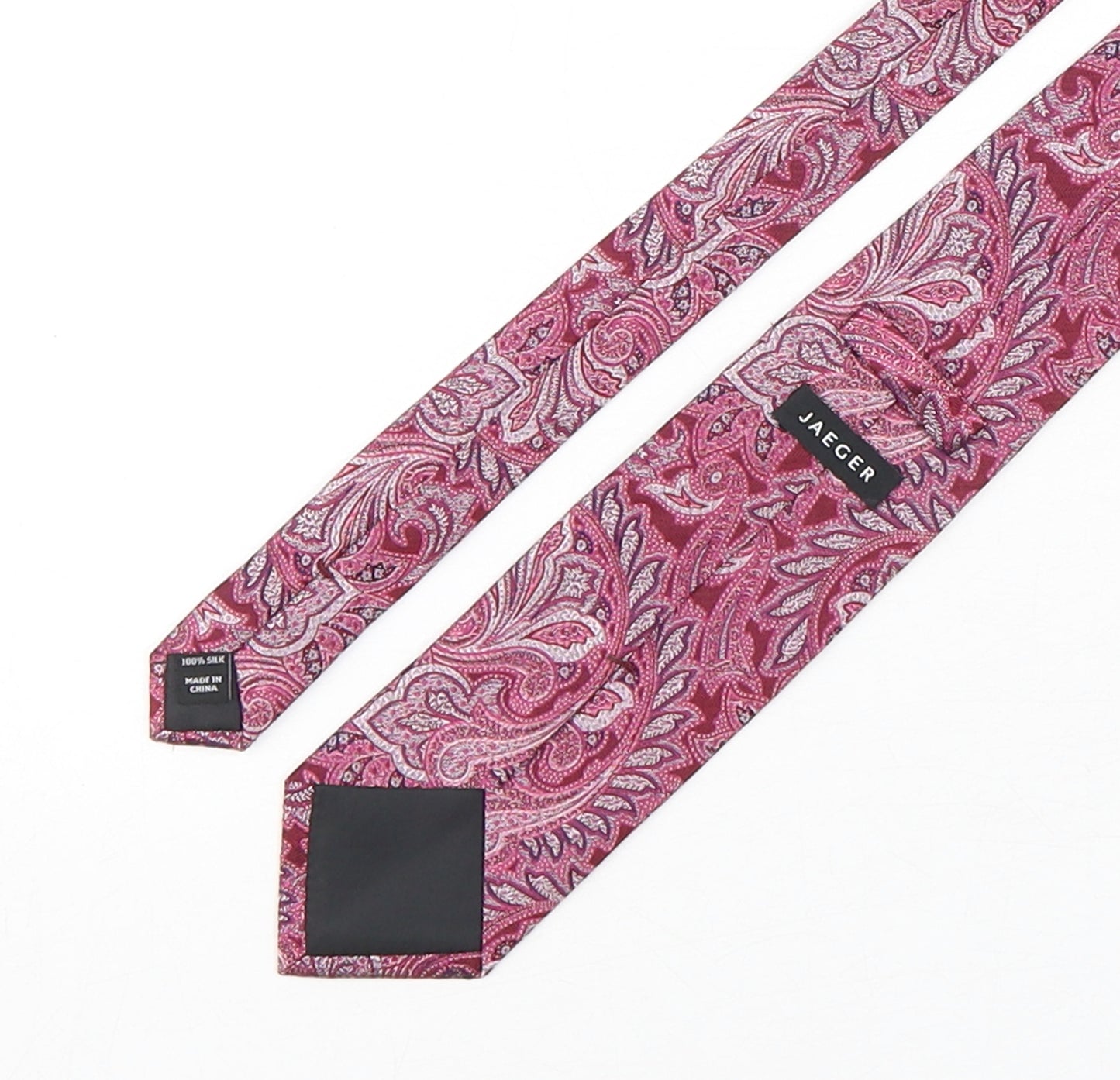 Jaeger Mens Pink Paisley Silk Pointed Tie One Size