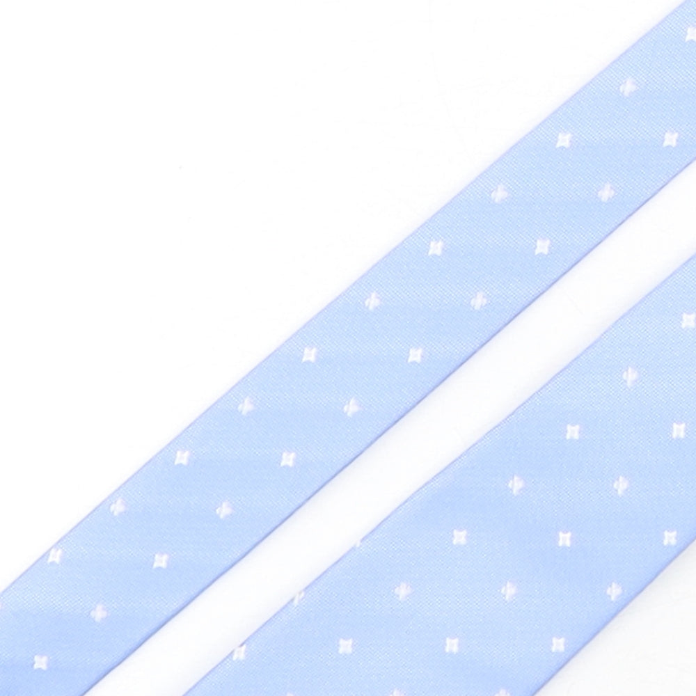 Preworn Mens Blue Geometric Silk Pointed Tie One Size