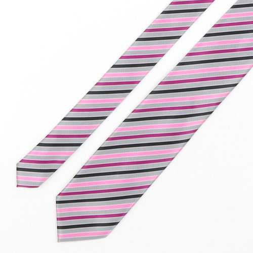 BHS Mens Multicoloured Striped Polyester Pointed Tie One Size