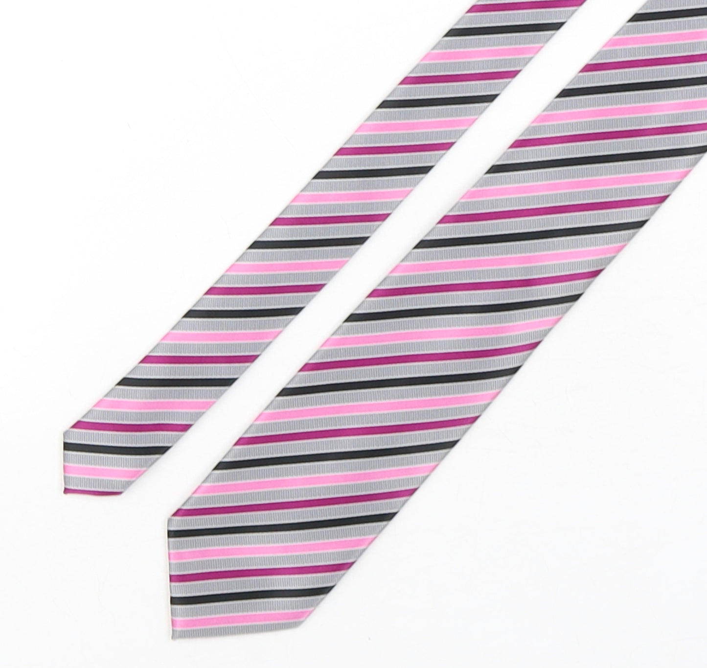 BHS Mens Multicoloured Striped Polyester Pointed Tie One Size
