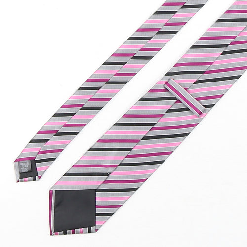 BHS Mens Multicoloured Striped Polyester Pointed Tie One Size