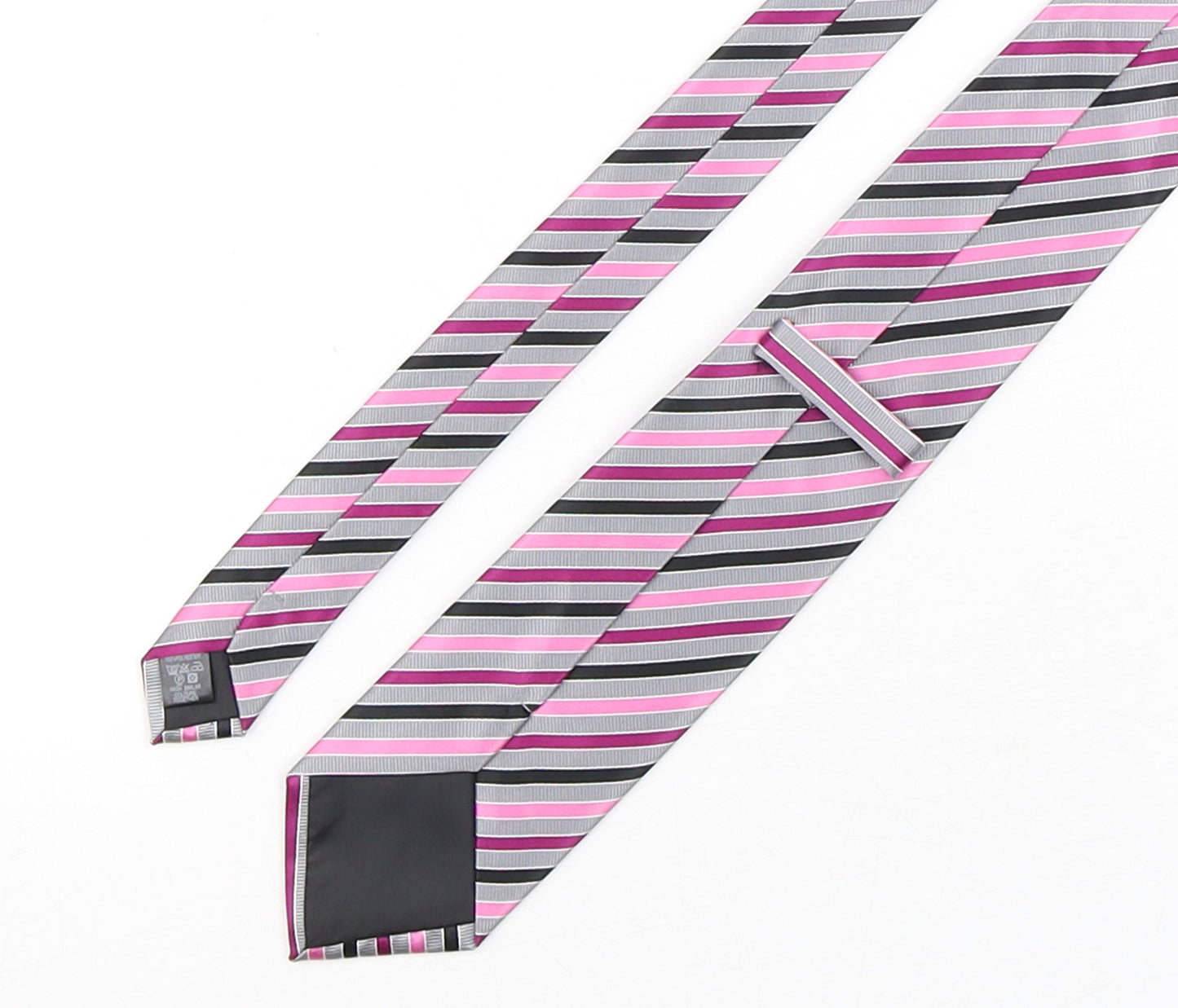 BHS Mens Multicoloured Striped Polyester Pointed Tie One Size