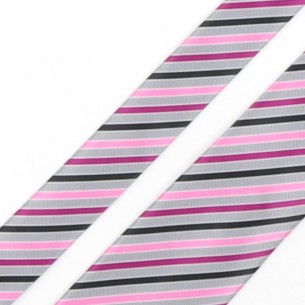 BHS Mens Multicoloured Striped Polyester Pointed Tie One Size