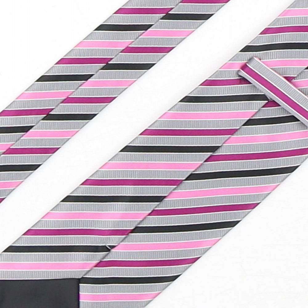 BHS Mens Multicoloured Striped Polyester Pointed Tie One Size