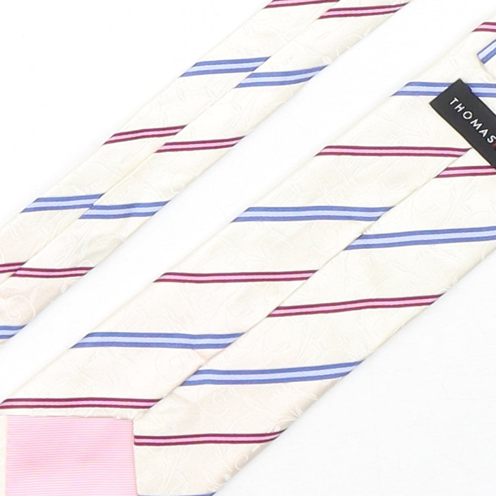 Thomas Nash  Mens Multicoloured Striped Silk Pointed Tie One Size