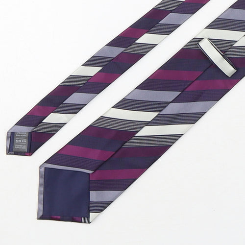 Marks and Spencer Mens Multicoloured Striped Polyester Pointed Tie One Size