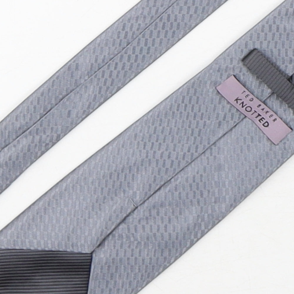 Ted Baker Mens Grey Geometric Silk Pointed Tie One Size