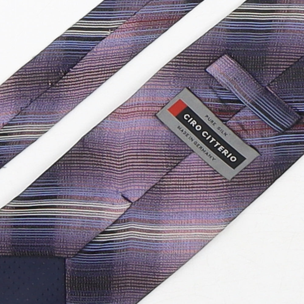 Ciro Citterio Mens Multicoloured Striped Silk Pointed Tie One Size