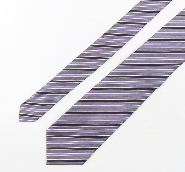 BHS Mens Multicoloured Striped Polyester Pointed Tie One Size