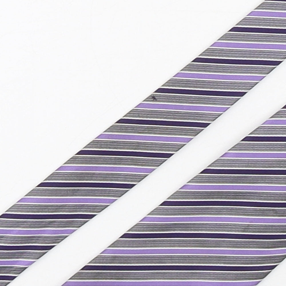 BHS Mens Multicoloured Striped Polyester Pointed Tie One Size
