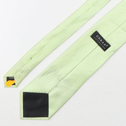 DH & AA Mens Green Striped Polyester Pointed Tie One Size