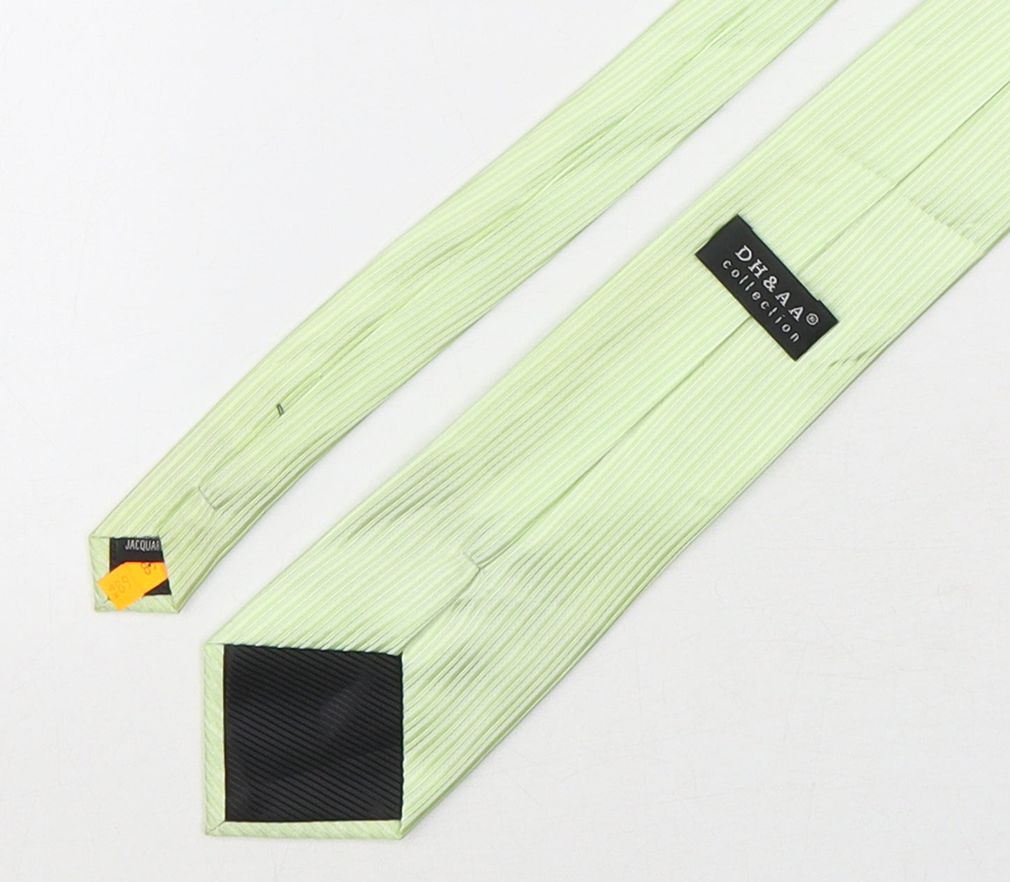 DH & AA Mens Green Striped Polyester Pointed Tie One Size