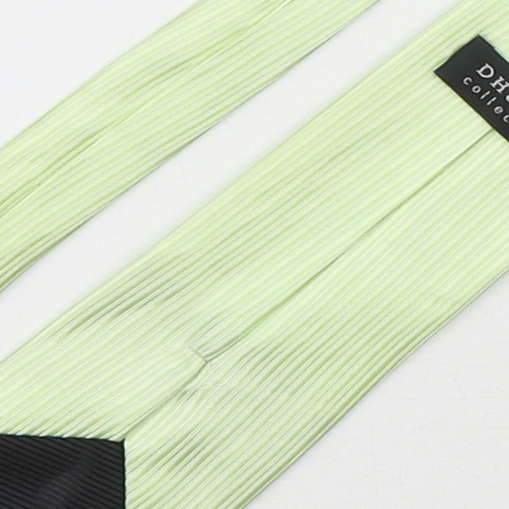 DH & AA Mens Green Striped Polyester Pointed Tie One Size