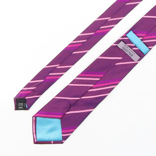 Ted Baker  Mens Purple Striped Silk Pointed Tie One Size