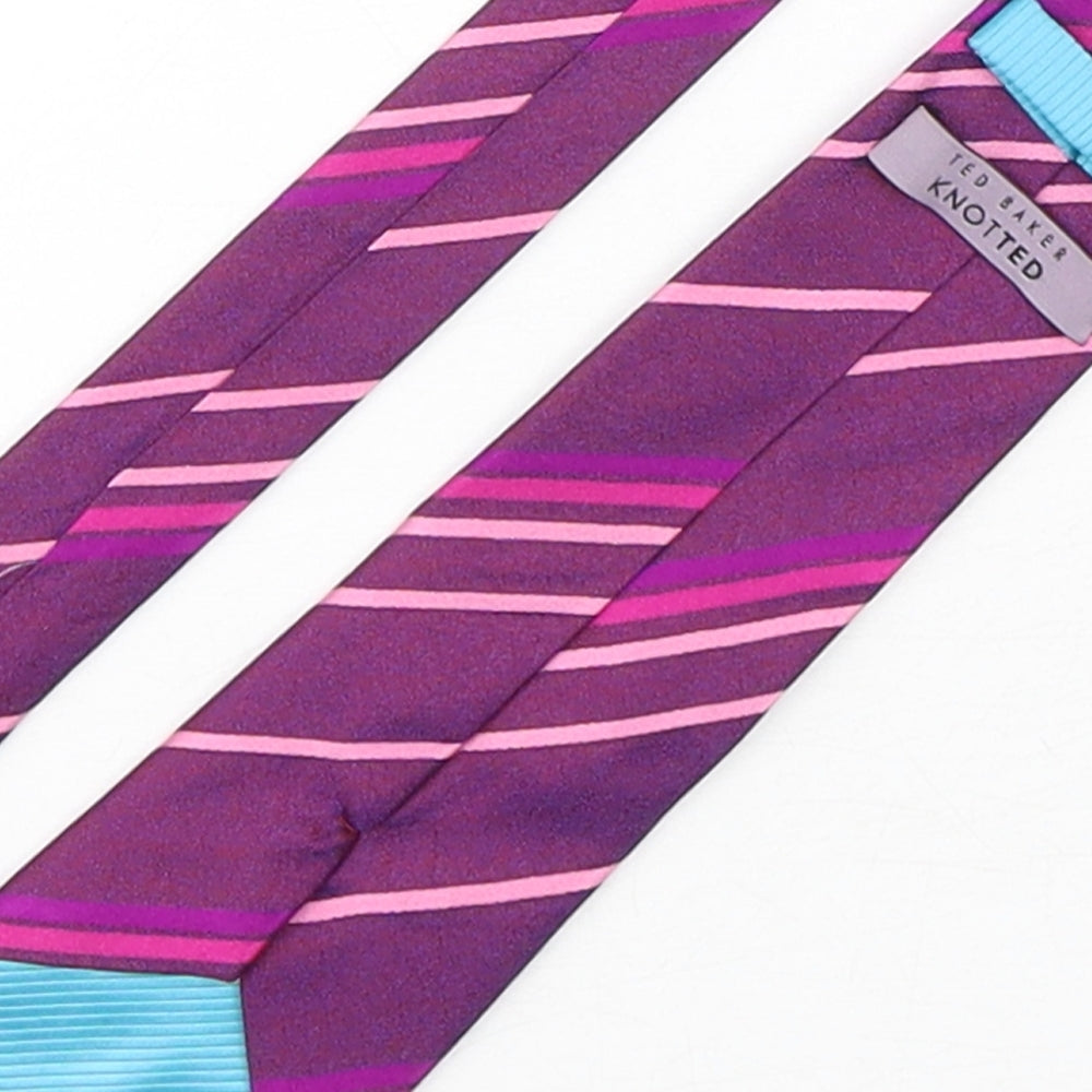 Ted Baker  Mens Purple Striped Silk Pointed Tie One Size