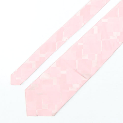 Racing Green  Mens Pink Geometric Silk Pointed Tie One Size