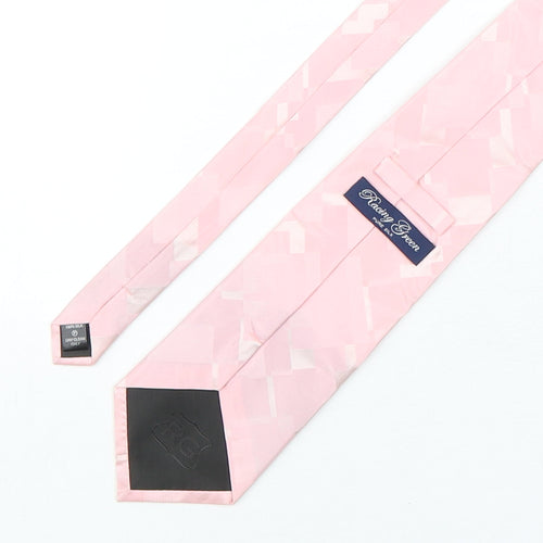 Racing Green  Mens Pink Geometric Silk Pointed Tie One Size