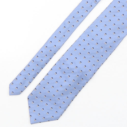 Emilio Lanzetti Mens Blue Geometric Silk Pointed Tie One Size