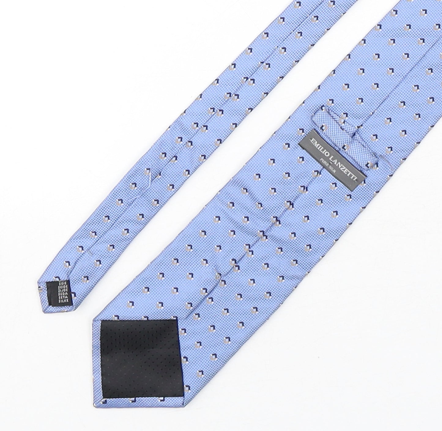 Emilio Lanzetti Mens Blue Geometric Silk Pointed Tie One Size