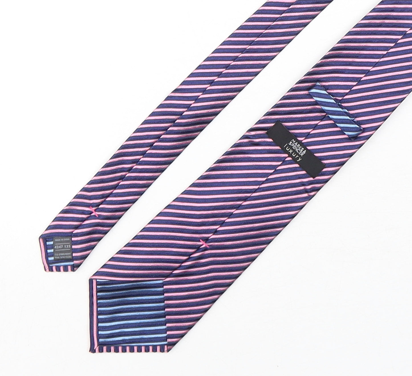 Marks and Spencer Mens Multicoloured Striped Silk Pointed Tie One Size