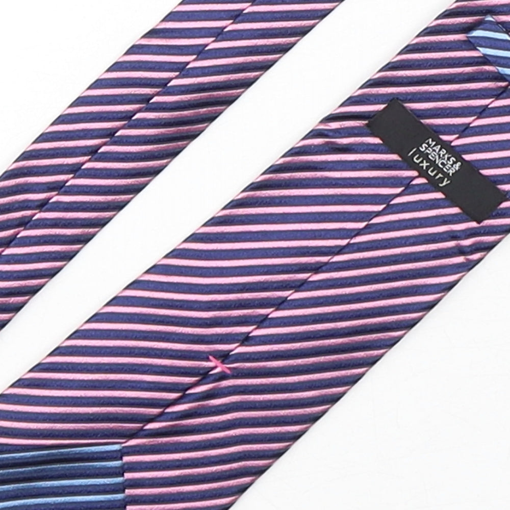 Marks and Spencer Mens Multicoloured Striped Silk Pointed Tie One Size