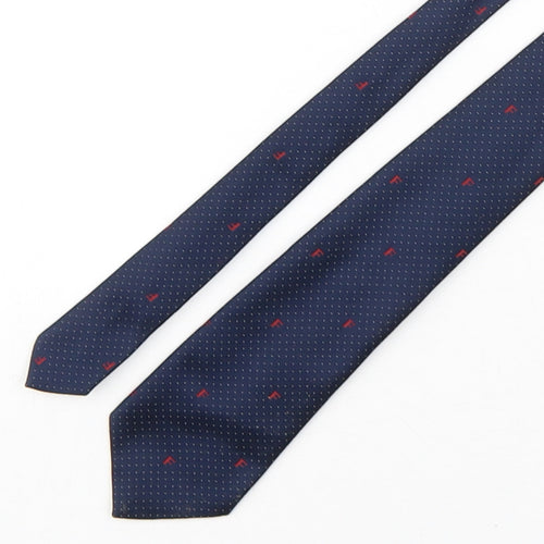 Interlogo London  Mens Blue Polka Dot Polyester Pointed Tie One Size