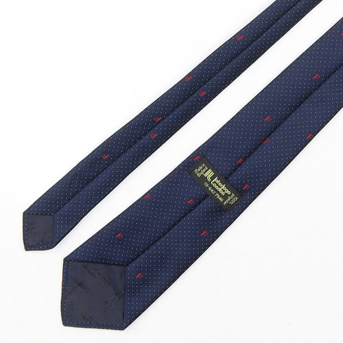 Interlogo London  Mens Blue Polka Dot Polyester Pointed Tie One Size