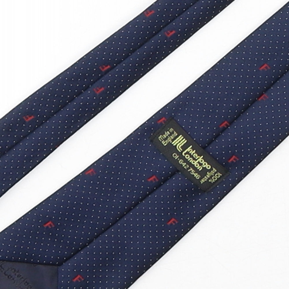 Interlogo London  Mens Blue Polka Dot Polyester Pointed Tie One Size
