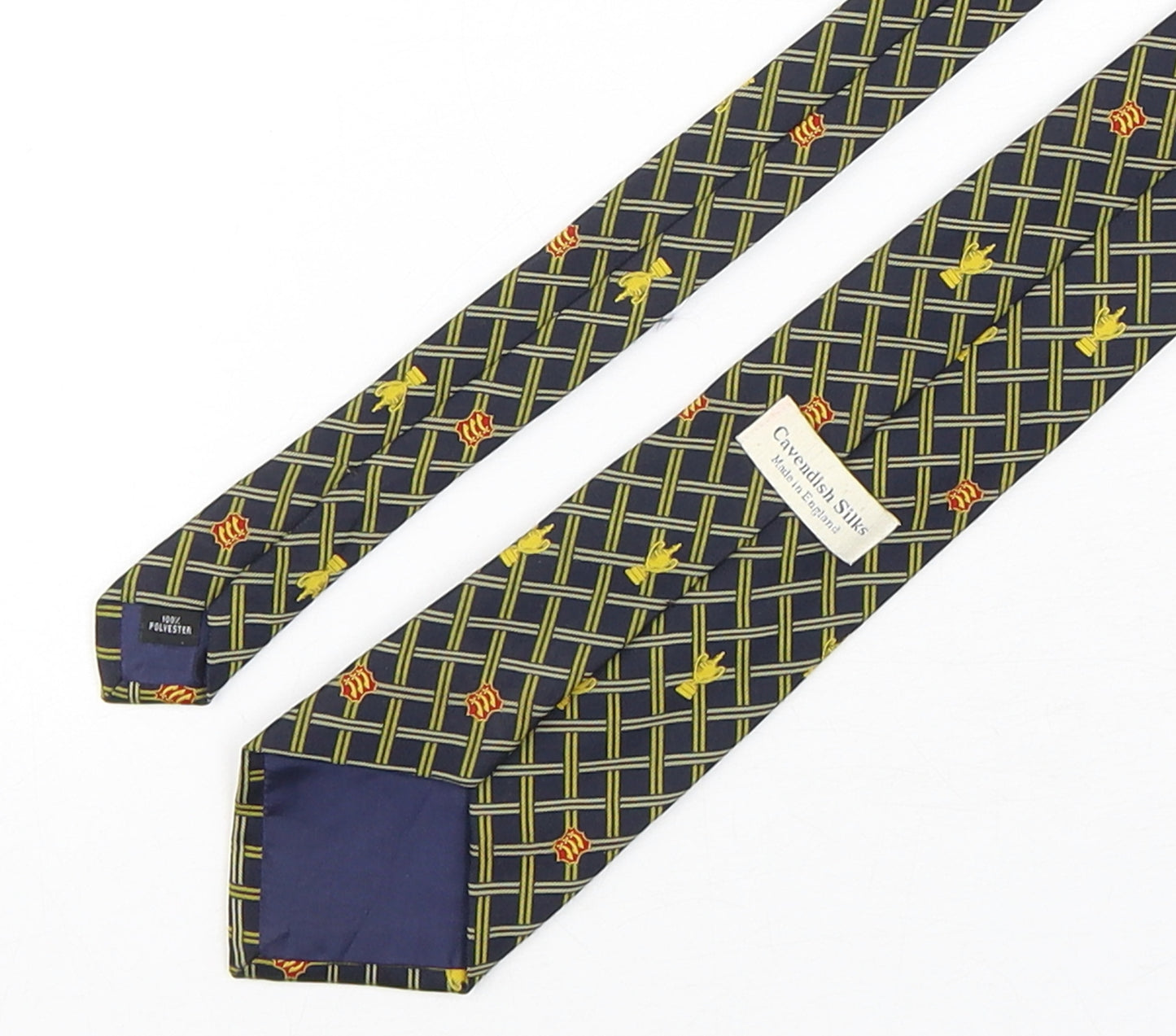 Cavendish Silks Mens Multicoloured Plaids & Checks Polyester Pointed Tie One Size