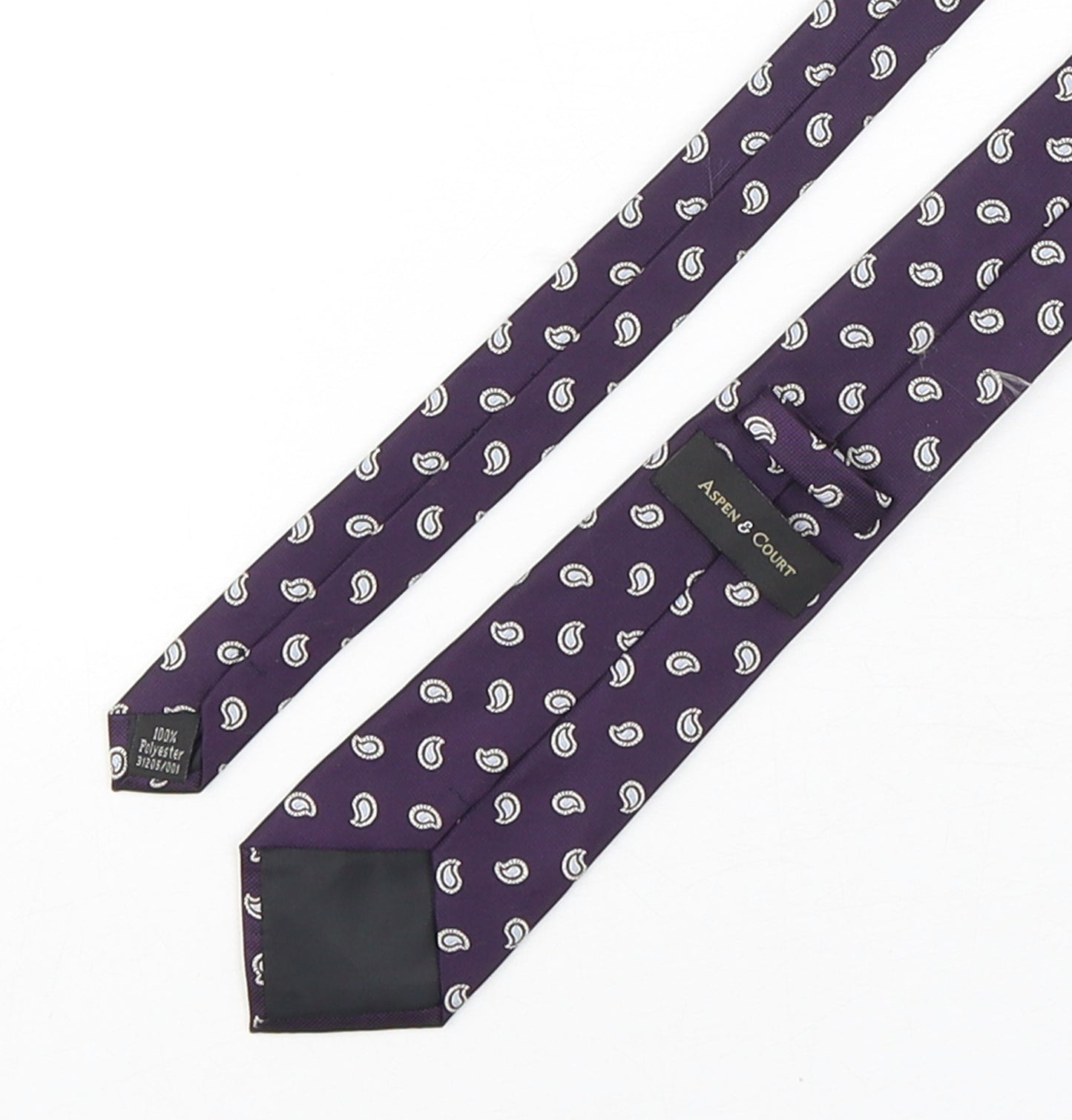Aspen & Court Mens Purple Paisley Polyester Pointed Tie One Size