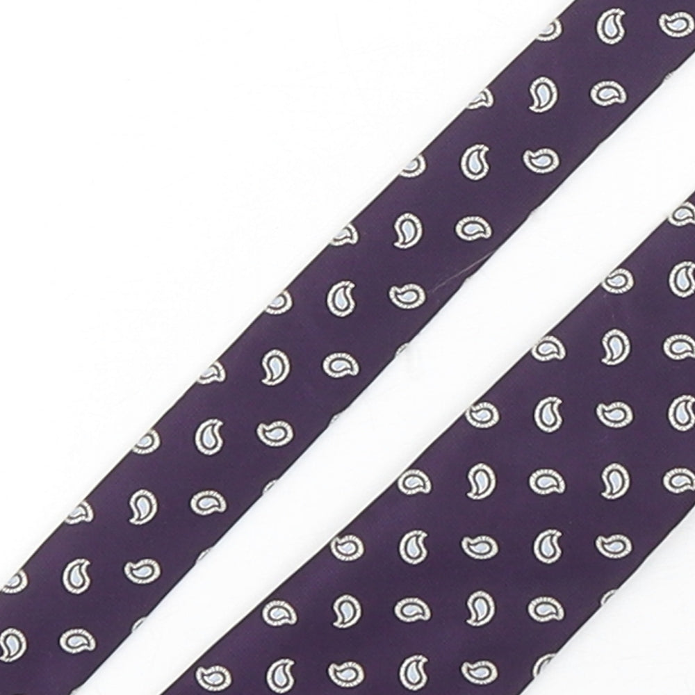 Aspen & Court Mens Purple Paisley Polyester Pointed Tie One Size